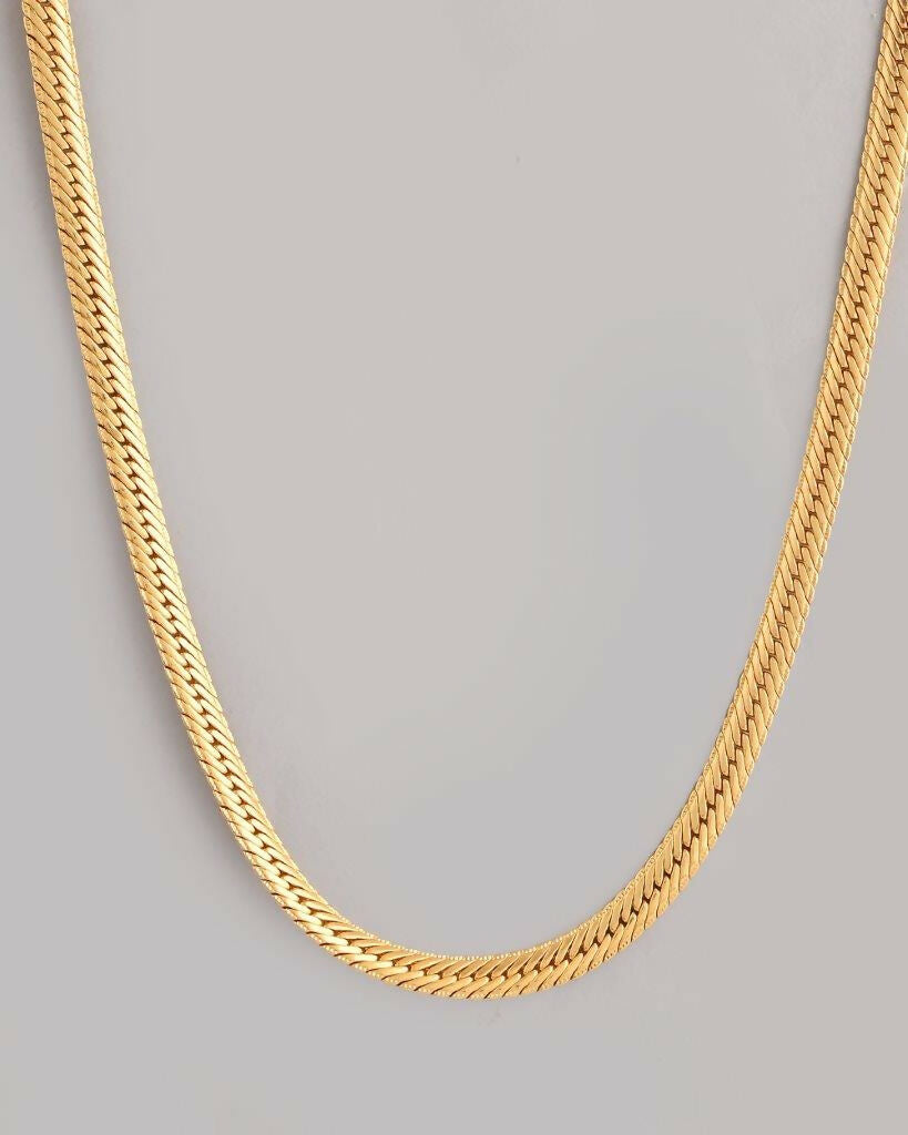 VOJ Gold-Polished Thick Flat Snake Chain | Grocsy