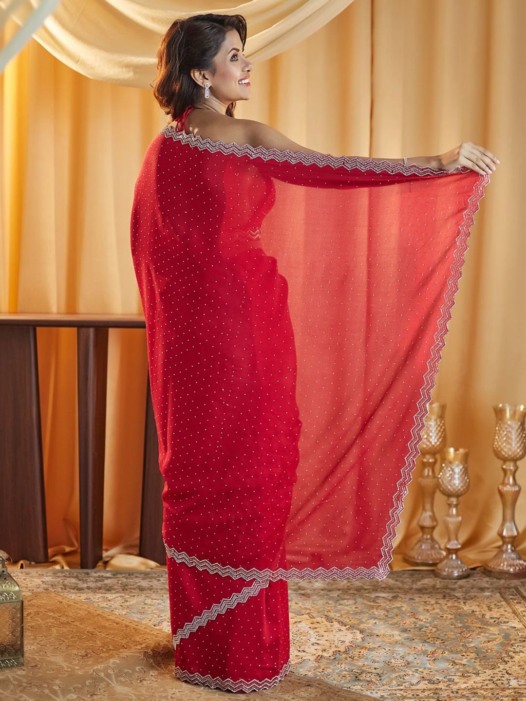kasee Embellished Beads and Stones Silk Blend Saree | Grocsy
