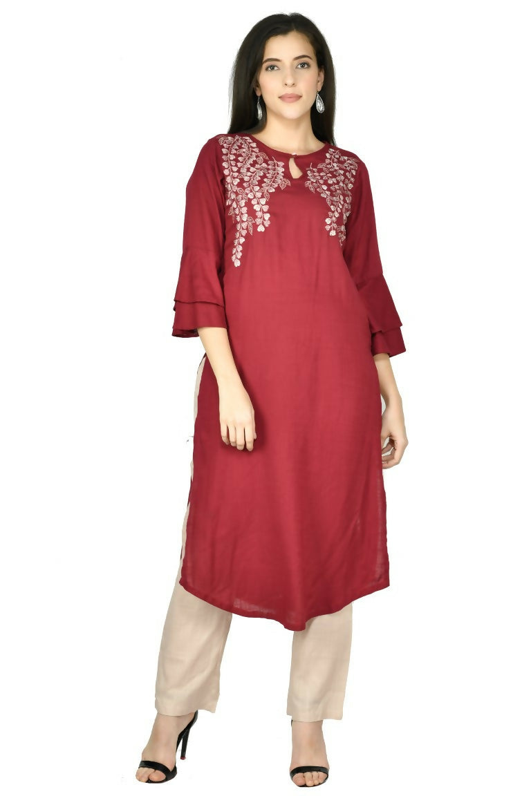 Joban Fashion Wine Cotton Rayon Kurta Set | Grocsy