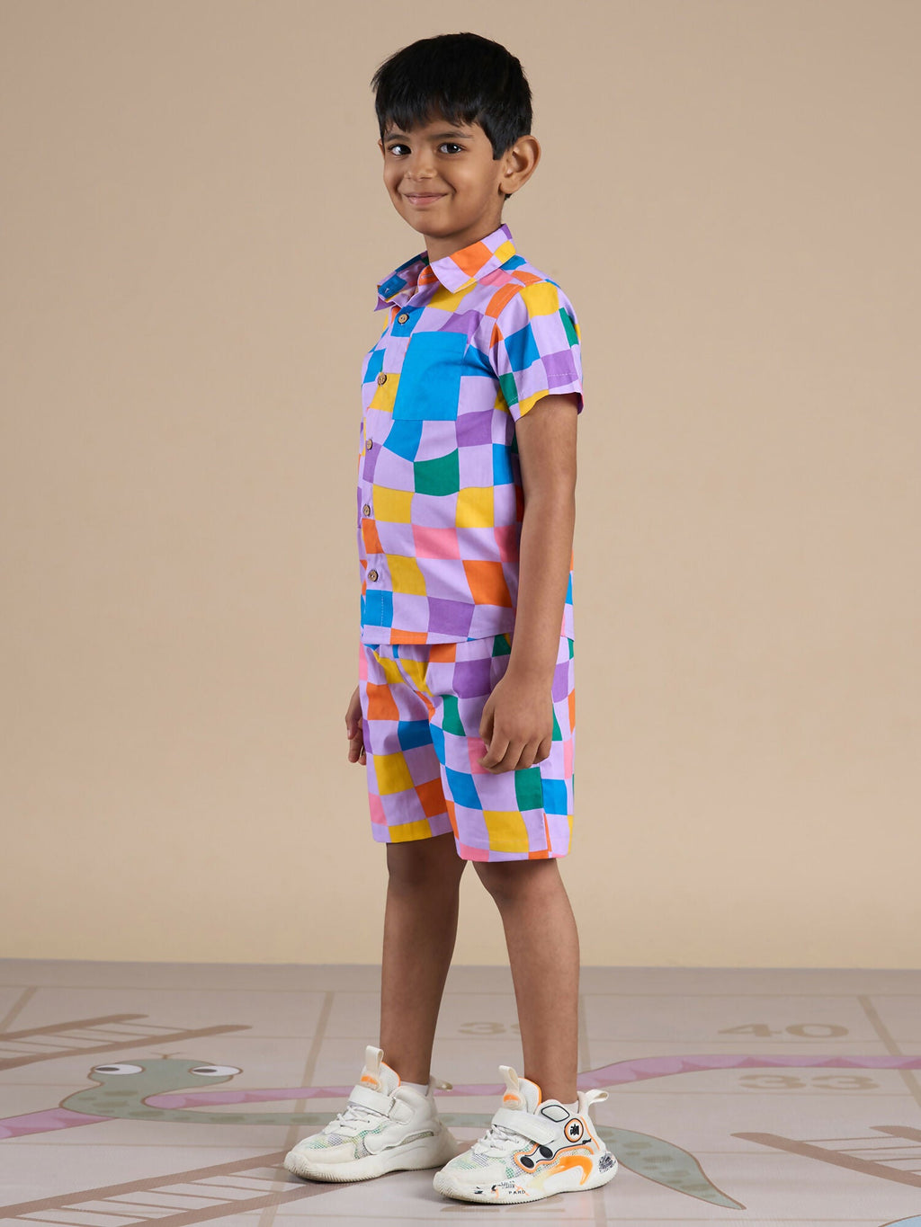 Snakes and Ladders Boys Multi Color Rotary Print Shirt and Boxer Set from Siblings Collection | Grocsy