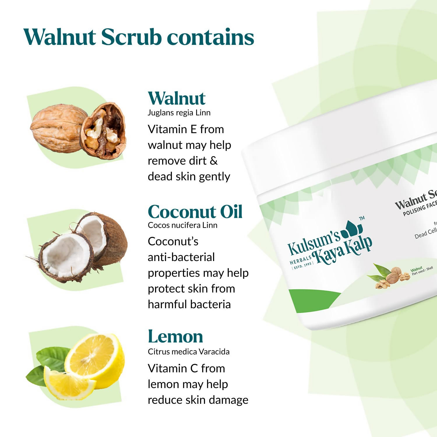 Kulsum's Kaya Kalp Walnut Scrub For Dead Cell Reduction For All Skin Types | Grocsy