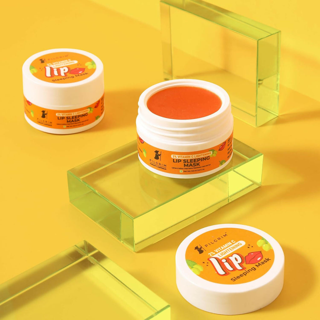 Pilgrim 2% Vitamin C Lightening Lip Sleeping Mask For Glowing Lips with Australian Kakadu Plum & Lime Pearl | Grocsy