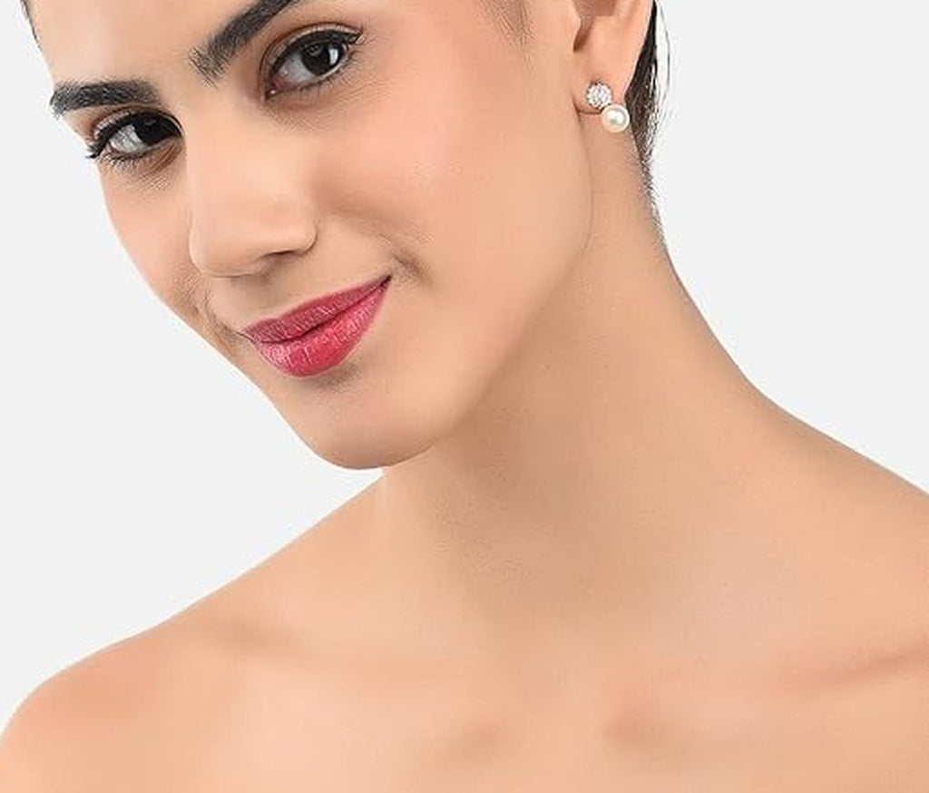 Jewel City Elegant Pearl Stud Earrings Set for Women & Girls | Classic Everyday & Party Wear Jewelry | Grocsy