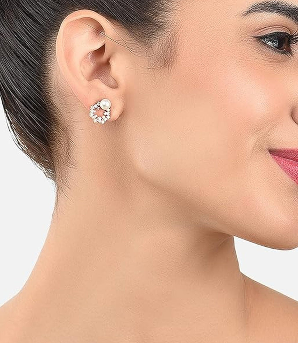 Jewel City Elegant Pearl Stud Earrings Set for Women & Girls | Classic Everyday & Party Wear Jewelry | Grocsy