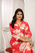 Jyoti Fashion Women's Pink Rayon Floral Print with Side Pocket Kurtis & Sets | Grocsy