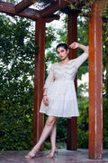 Aayaa Designer Multi Thread Hand Work Khadi Cotton One Piece Dress - Off White | Grocsy