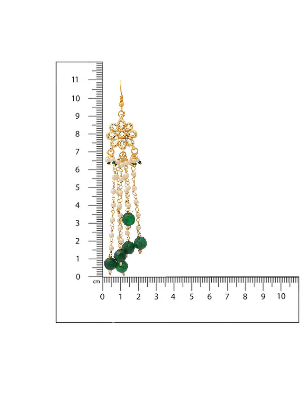 Ruby Raang Gold Flower Kundan & Green Stone Hair Jewelry | Grocsy