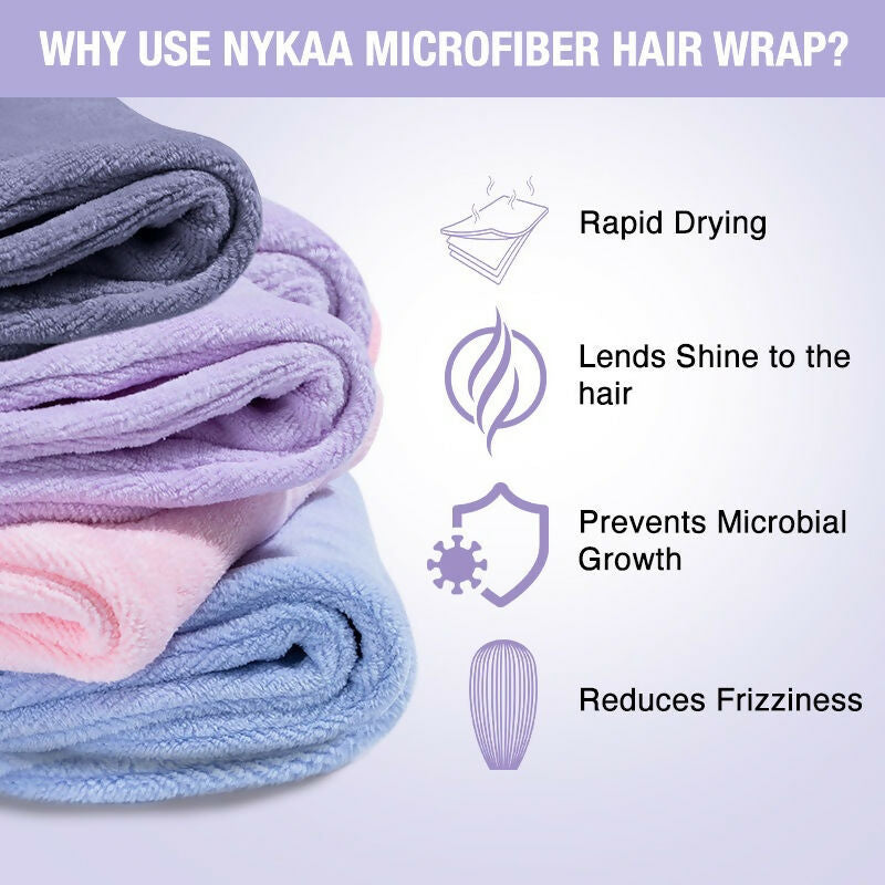 Nykaa Naturals Microfiber Hair Wrap for Frizz Free & Shiny Hair - Lavender | Grocsy