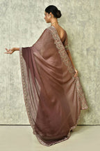 Brown Silk Plain Saree with Blouse Piece - Purvi | Grocsy
