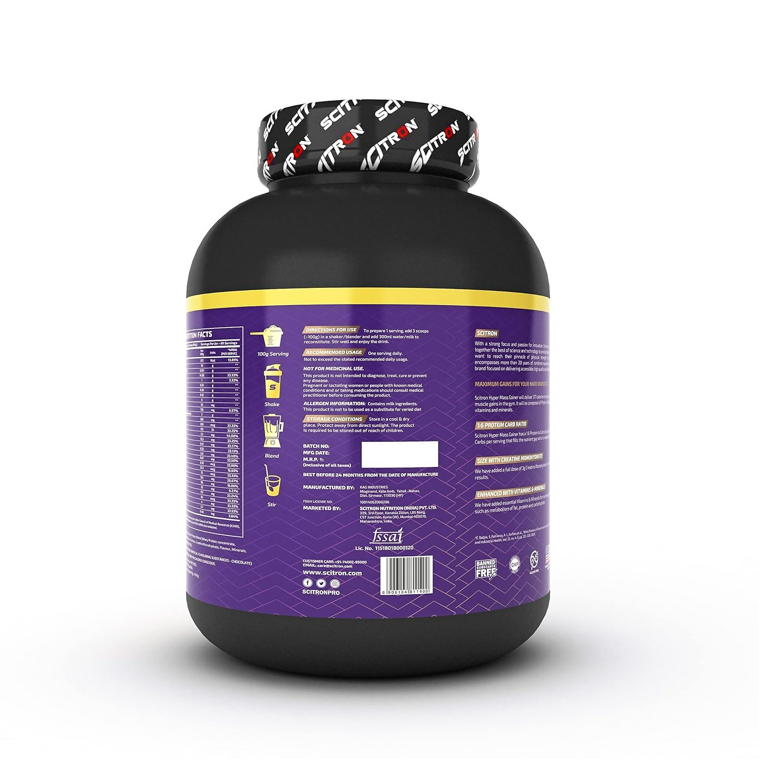 Scitron Nitro Series Hyper Mass Gainer Milk Chocolate | Grocsy