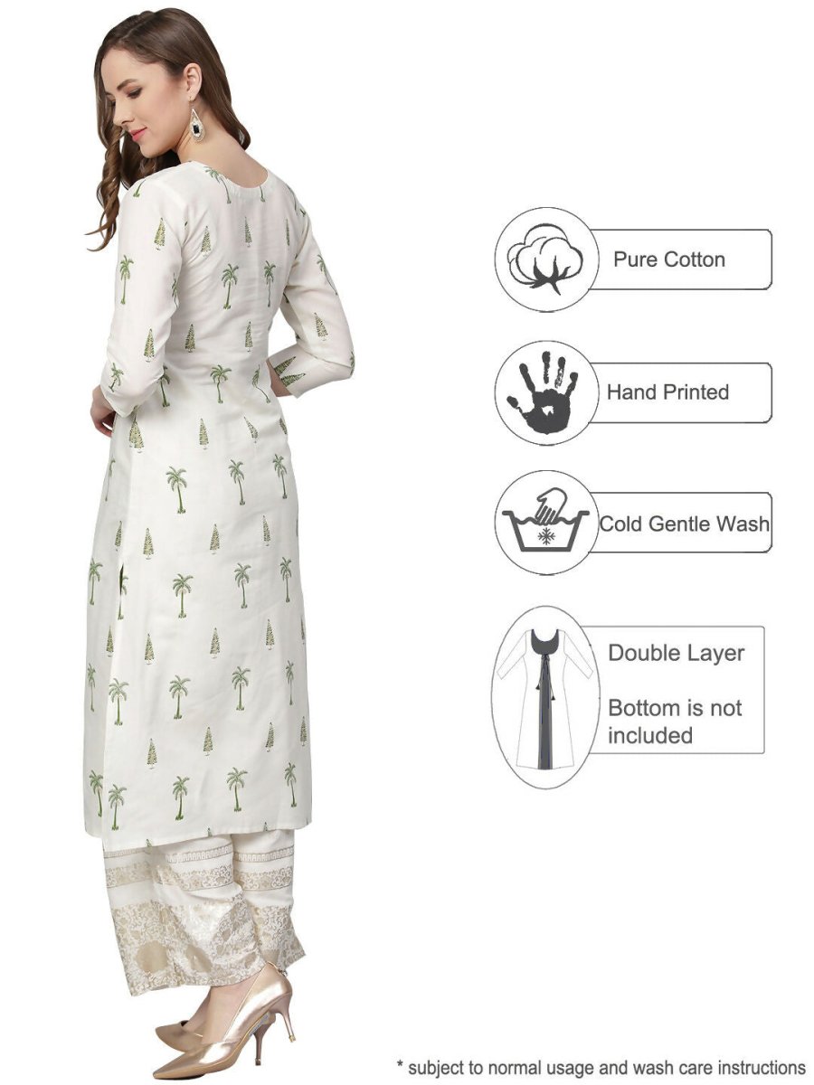 Ahalyaa Women's Traditional wear Kurta - Off White | Grocsy