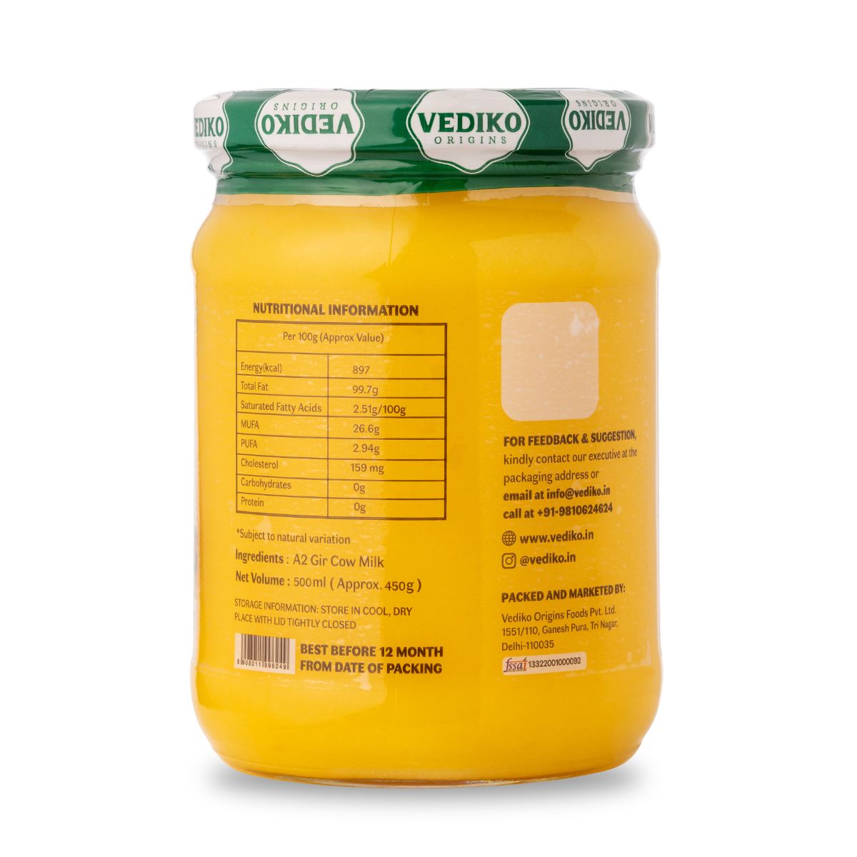 Vediko Origins A2 Gir Cow Ghee | Grocsy