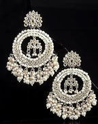 Jewel City Luxurious Pearl Chandelier Earrings - Traditional Indian Kundan Style Statement Jewelry for Wedding & Festive Wear | Grocsy