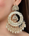 Jewel City Luxurious Pearl Chandelier Earrings - Traditional Indian Kundan Style Statement Jewelry for Wedding & Festive Wear | Grocsy