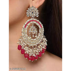Jewel City Luxurious Pearl Chandelier Earrings - Traditional Indian Kundan Style Statement Jewelry for Wedding & Festive Wear | Grocsy