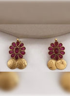 Jewel City Traditional Lakshmi Coin Necklace Set with Vibrant Red Stones - Antique Gold Temple Jewelry for Indian Weddings and Festivals | Grocsy