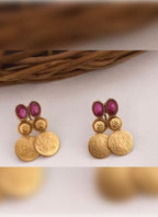 Jewel City Antique Gold Temple Coin Necklace Set with Ruby & Emerald Stones - Traditional South Indian Multi-Row Bridal Jewelry Collection | Grocsy