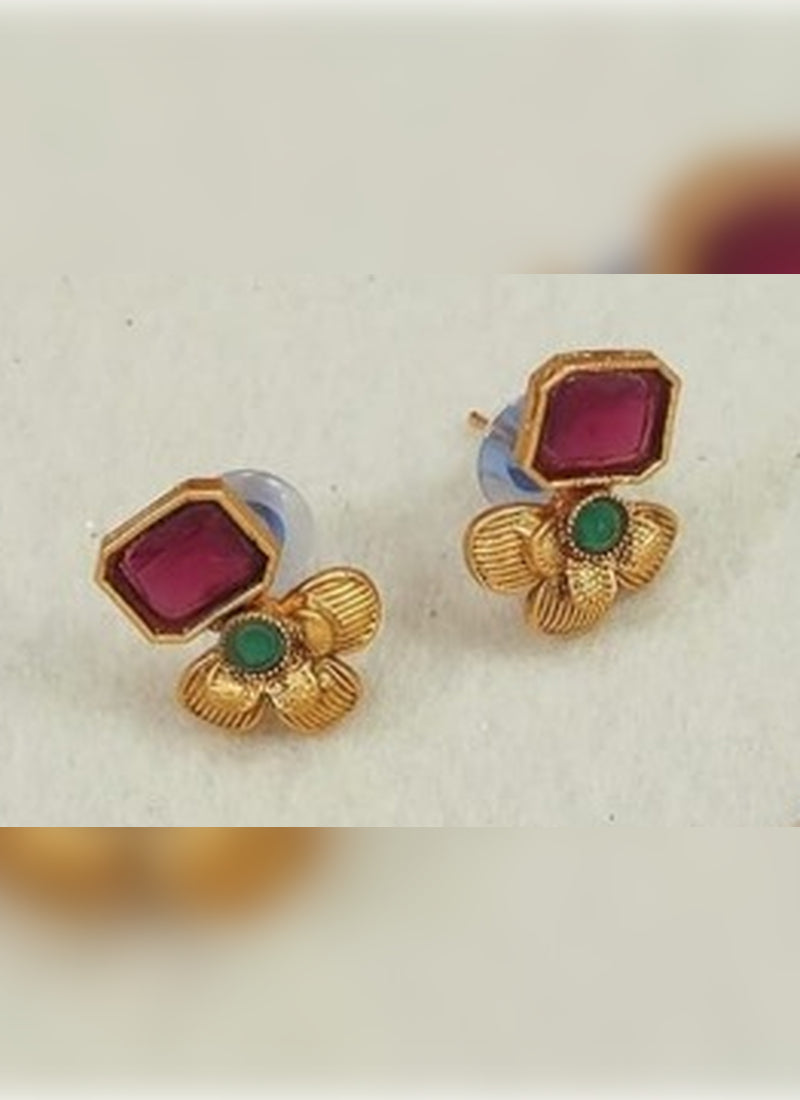 Jewel City Antique Gold Ruby Green Floral Choker Set - Adjustable Designer Necklace with Pearl Tassels - Traditional Indian Wedding Jewelry Collection | Grocsy