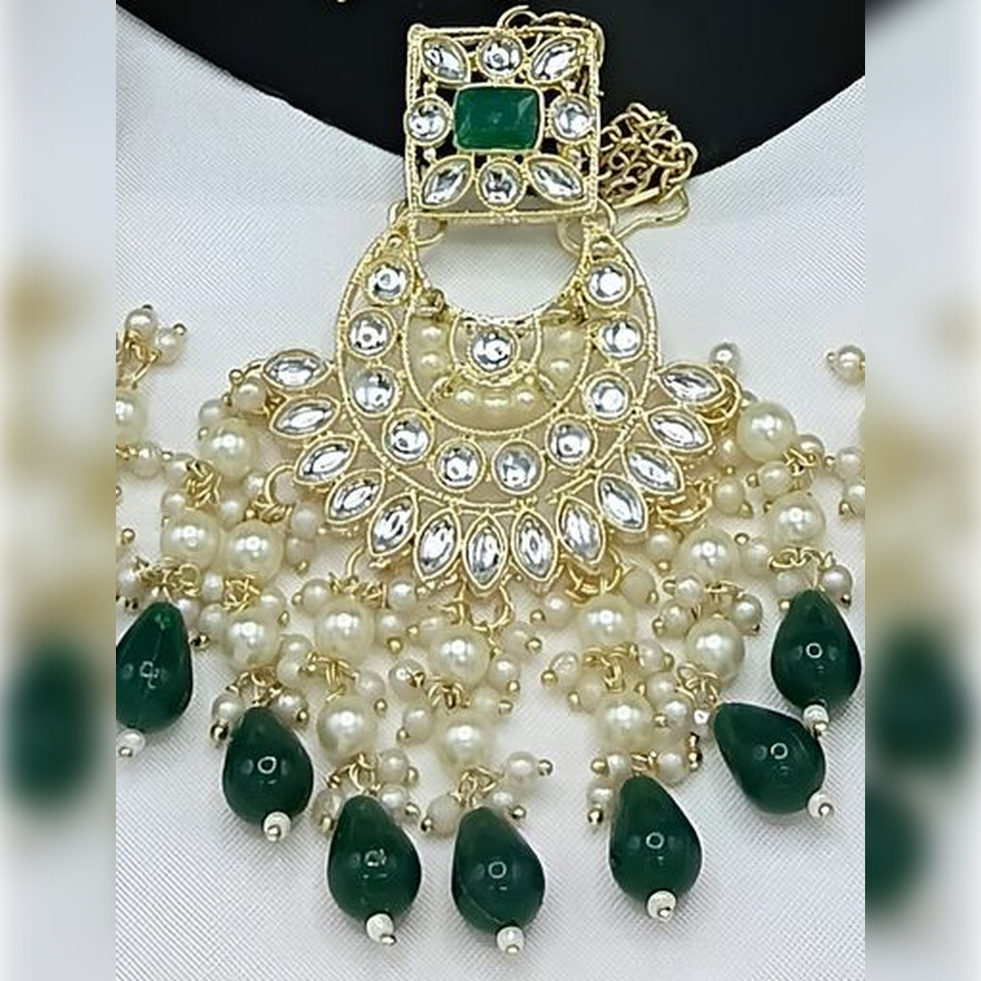 Jewel City Royal Pearl and Crystal Choker Set - Gold-Plated Wedding Jewelry with Earrings and Ring | Grocsy