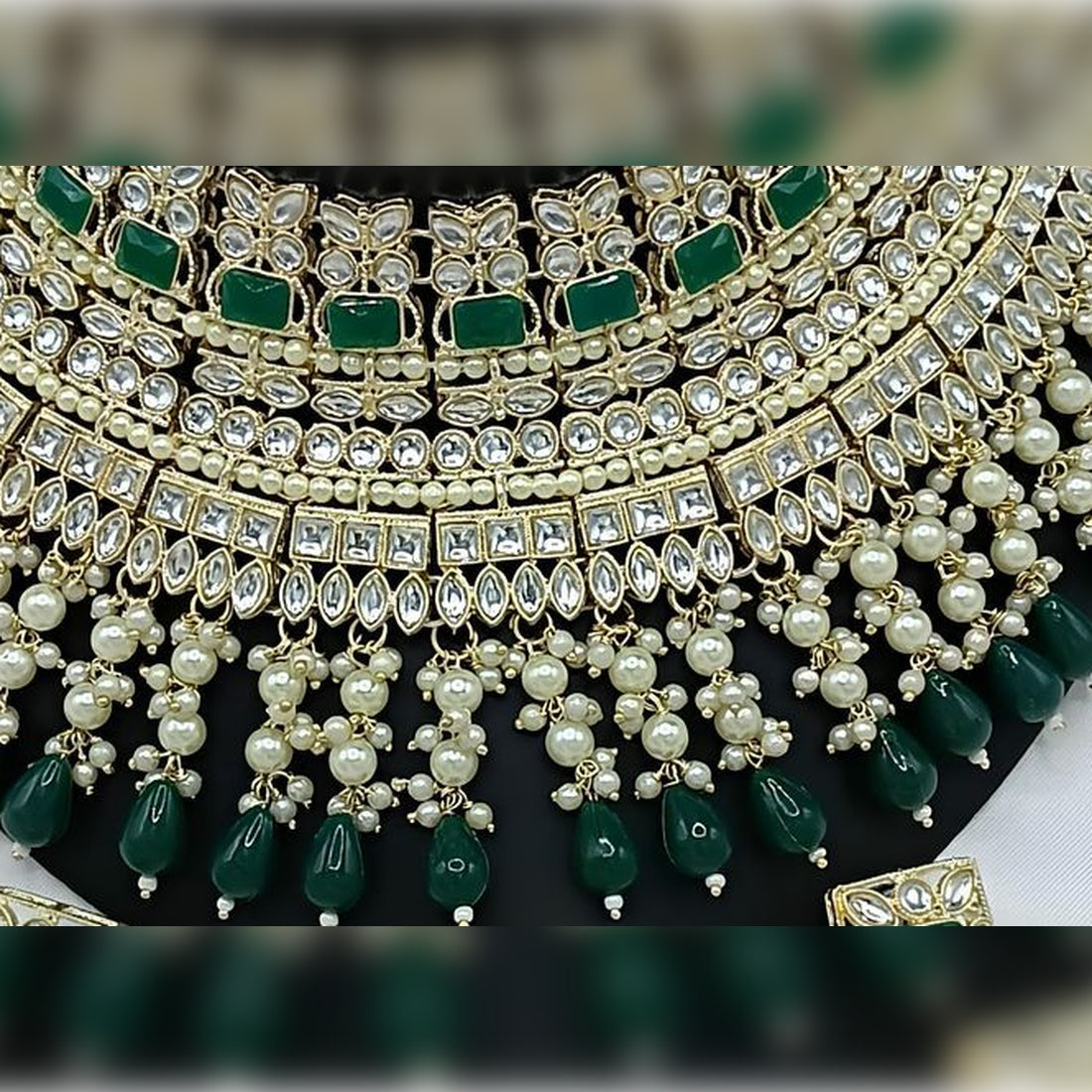 Jewel City Royal Pearl and Crystal Choker Set - Gold-Plated Wedding Jewelry with Earrings and Ring | Grocsy