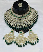 Jewel City Royal Pearl and Crystal Choker Set - Gold-Plated Wedding Jewelry with Earrings and Ring | Grocsy