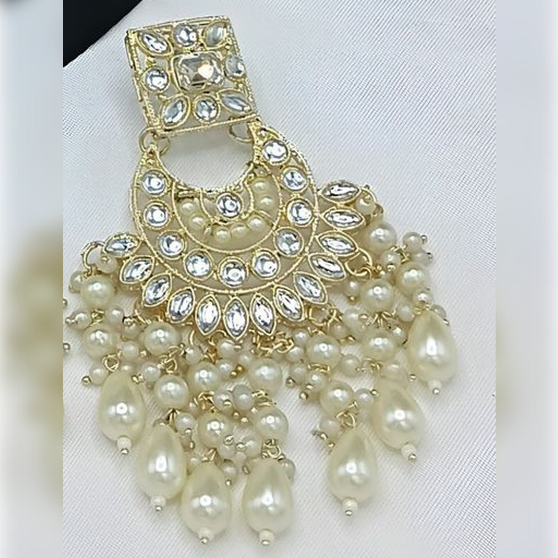 Jewel City Royal Pearl and Crystal Choker Set - Gold-Plated Wedding Jewelry with Earrings and Ring | Grocsy