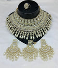 Jewel City Royal Pearl and Crystal Choker Set - Gold-Plated Wedding Jewelry with Earrings and Ring | Grocsy