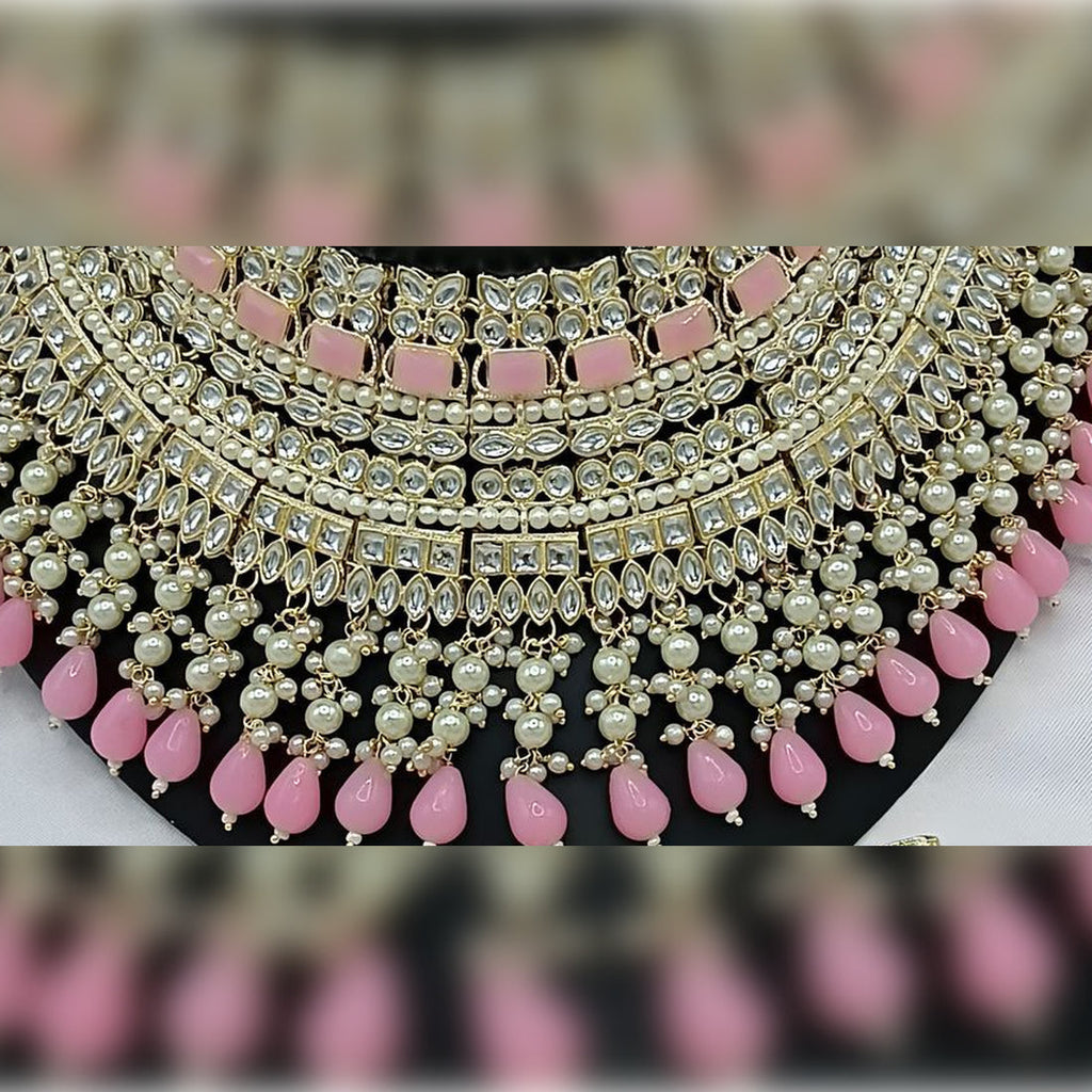Jewel City Royal Pearl and Crystal Choker Set - Gold-Plated Wedding Jewelry with Earrings and Ring | Grocsy