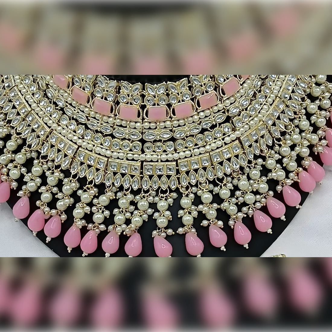 Jewel City Royal Pearl and Crystal Choker Set - Gold-Plated Wedding Jewelry with Earrings and Ring | Grocsy