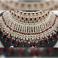 Jewel City Traditional Temple Lakshmi Long Necklace Set with Pearl Drops - Antique Gold South Indian Wedding Jewelry with Matching Earrings | Grocsy