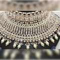Jewel City Luxury White Crystal Choker Set - Rose Gold-Plated Bridal Jewelry with Pearl Accents | Grocsy