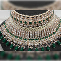 Jewel City Luxury Green Crystal Choker Set - Rose Gold-Plated Bridal Jewelry with Pearl Accents | Grocsy