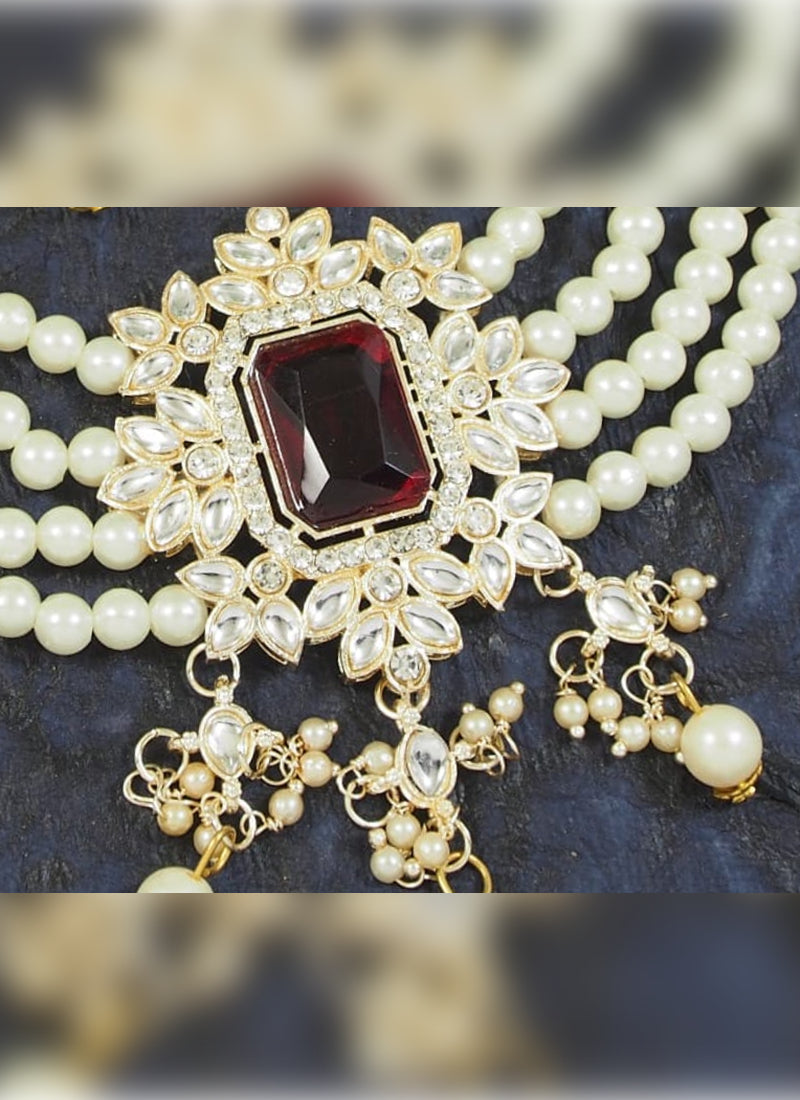 Jewel City Exquisite Pearl Choker Statement Necklace - Handcrafted Ethnic Elegance | Grocsy
