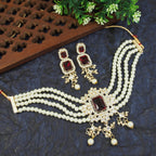 Jewel City Exquisite Pearl Choker Statement Necklace - Handcrafted Ethnic Elegance | Grocsy