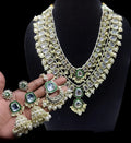 Jewel City Royal Polki Kundan Necklace Set with White Accents - Vintage-Inspired Bridal Collection | Grocsy