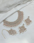 Jewel City Elegant Gold-Plated Kundan Pearl Bridal Jewelry Set Traditional Handcrafted Necklace, Earrings and Maang Tikka | Grocsy