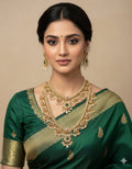 Jewel City Gold-Plated Kundan Bridal Necklace Set with Long Haram & Earrings  | Grocsy