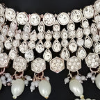 Jewel City Elegant White Kundan & Pearl Bridal Jewelry Set-Luxury Choker Necklace Earrings & Maang Tikka-Ethnic Wedding & Party Wear | Grocsy