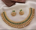 Jewel City Traditional Gold-Plated Kundan Choker Necklace with Green Stones & Beads – Ethnic Indian Jewelry for Weddings & Festivals | Grocsy