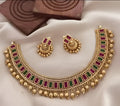 Jewel City Traditional Gold-Plated Kundan Choker Necklace with Multi Stones & Beads – Ethnic Indian Jewelry for Weddings & Festivals | Grocsy