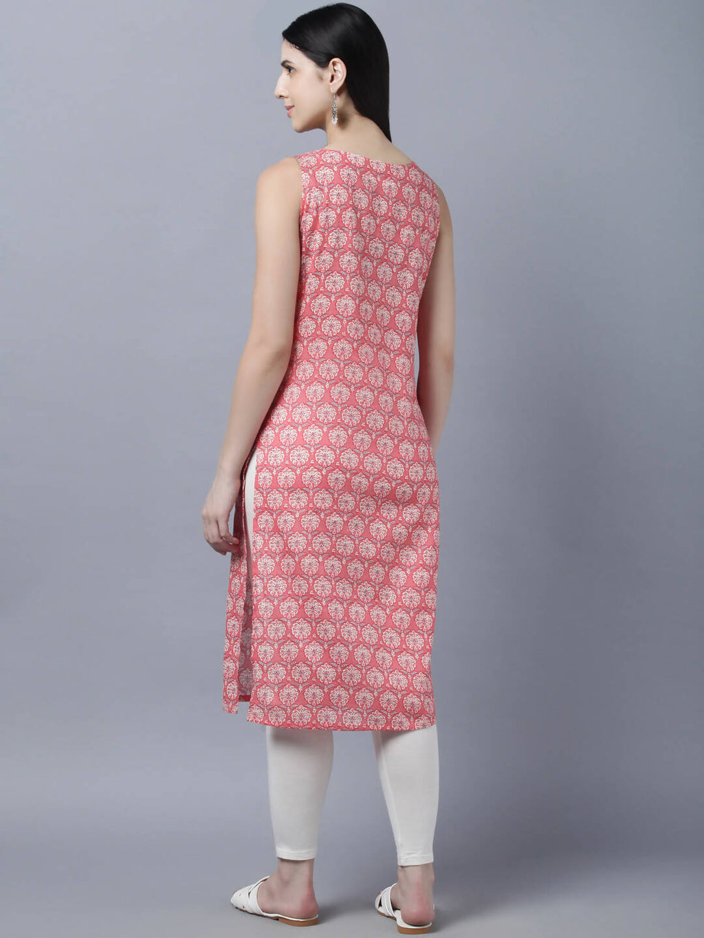Myshka Stylish Pink Sleeveless Women's Kurta | Grocsy