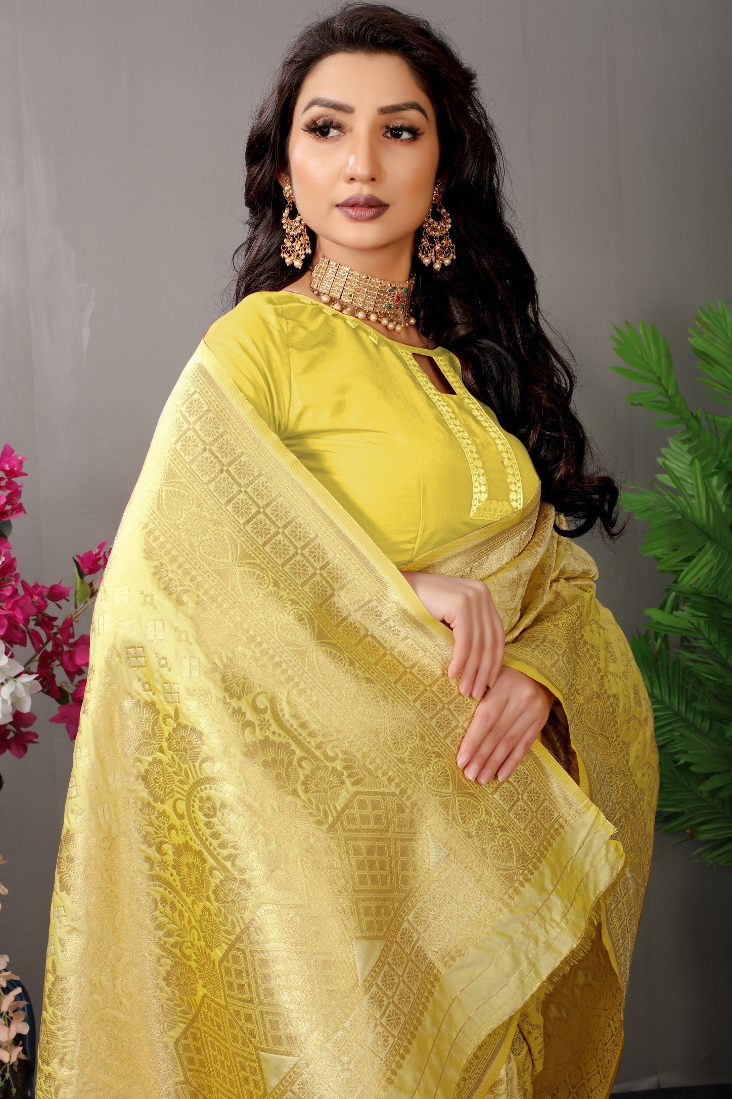 Anaita Cream Woven Design Pure Silk Banarasi Saree With Blouse | Grocsy