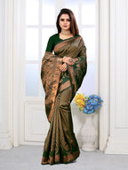 Vedant Vastram Litchi Silk Designer Banarasi Saree - Green | Grocsy