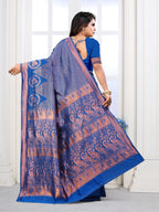 Vedant Vastram Litchi Silk Designer Banarasi Saree - Blue | Grocsy