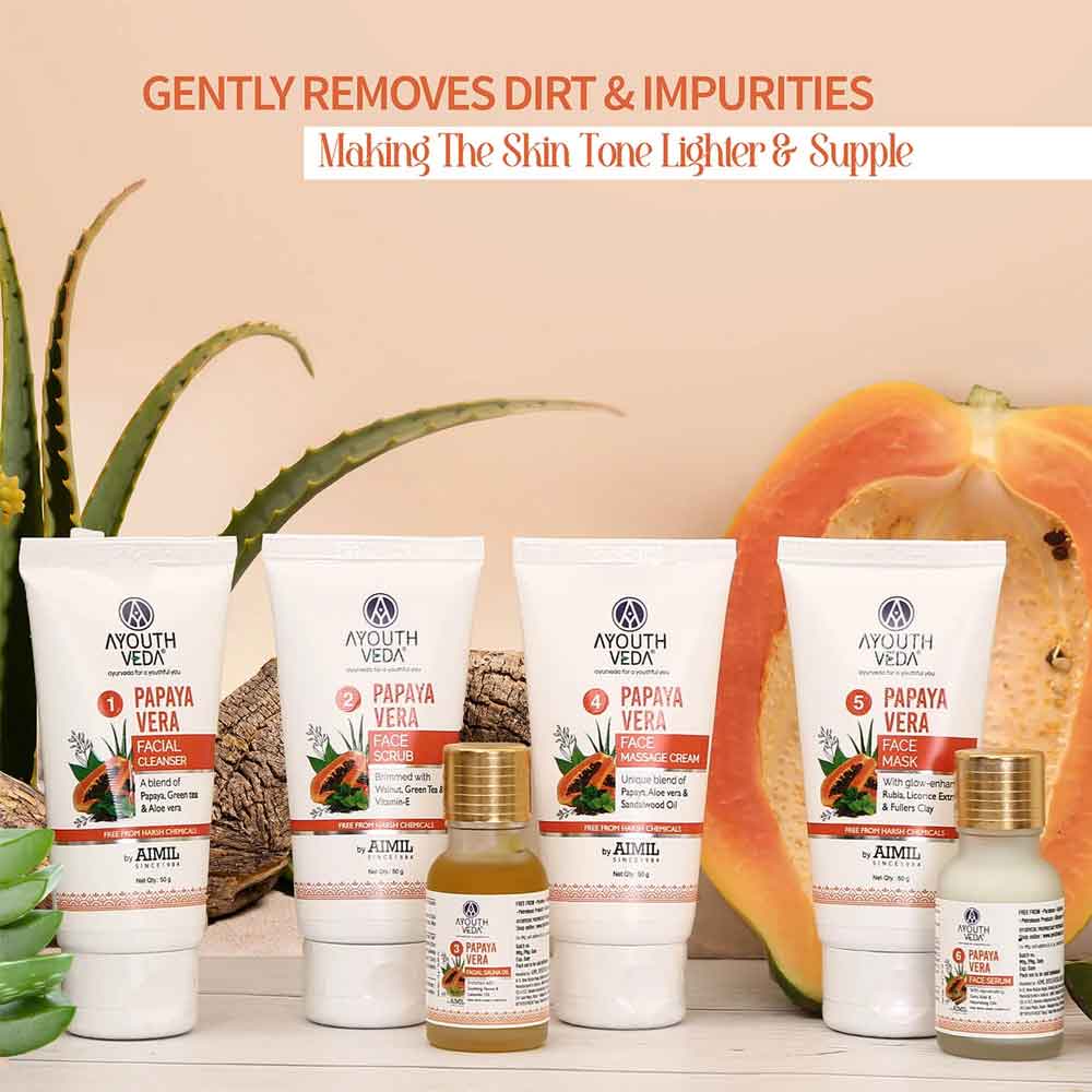 Ayouthveda Papaya Vera Facial Kit for glowing skin | Grocsy