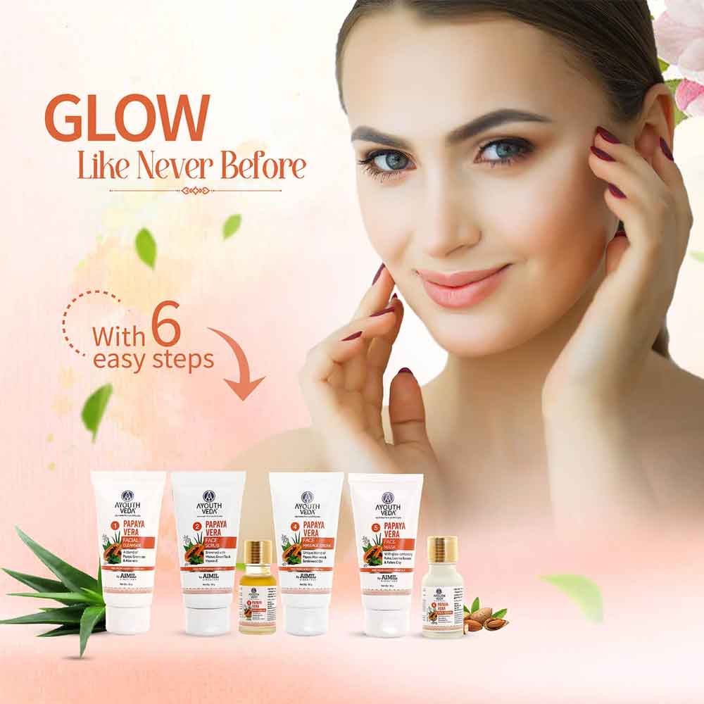 Ayouthveda Papaya Vera Facial Kit for glowing skin | Grocsy