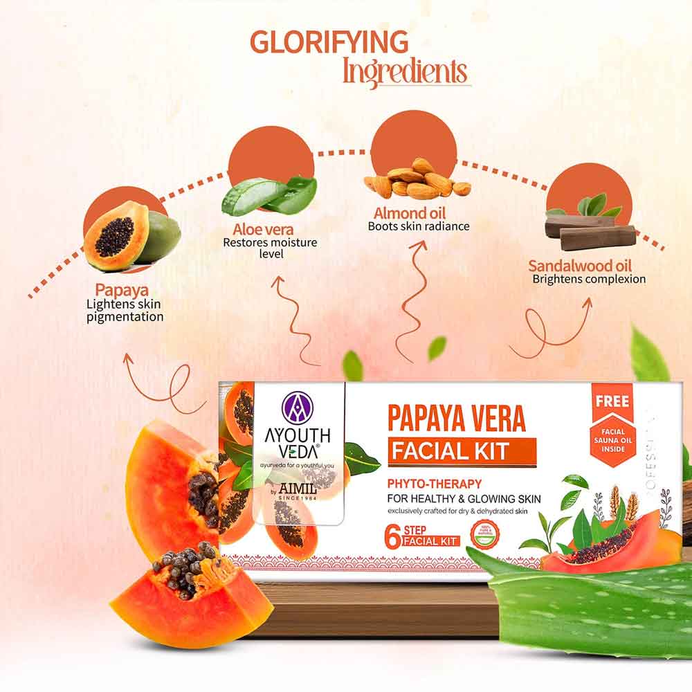 Ayouthveda Papaya Vera Facial Kit for glowing skin | Grocsy