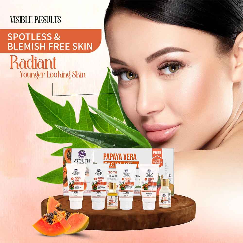 Ayouthveda Papaya Vera Facial Kit for glowing skin | Grocsy
