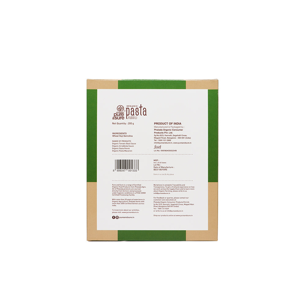 Pure & Sure Organic Pasta Fusilli | Grocsy