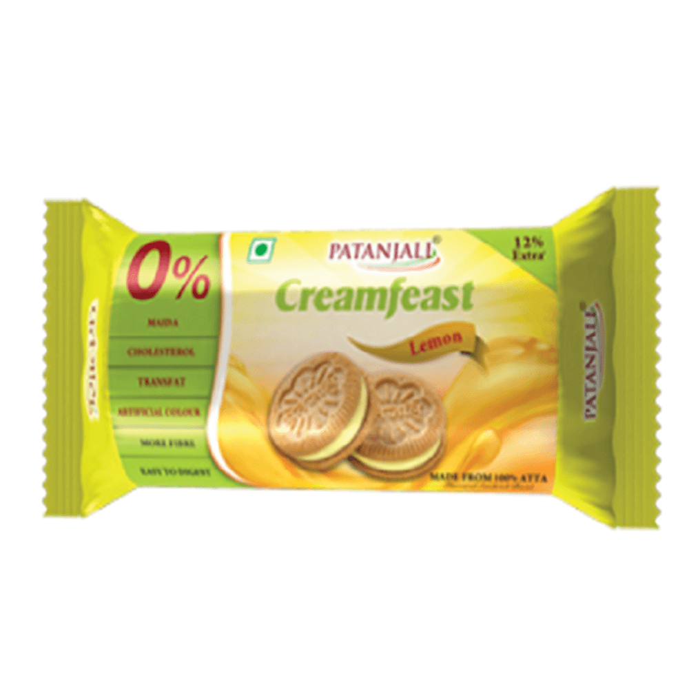 Patanjali Cream Feast Lemon Biscuit (Pack of 10) | Grocsy